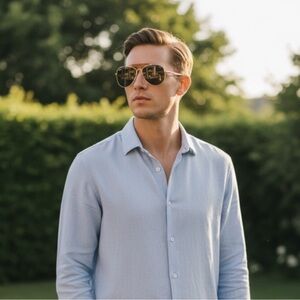 Bushnell Vintage Aviator Gold Metal Frame Sunglasses w/Case NEW